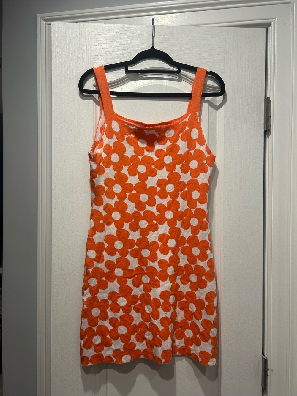 Zara 60’s Inspired Orange Floral Knit Dress